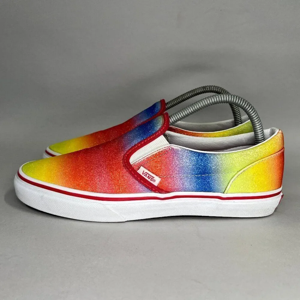 Vans Sneakers Girl's‎ Size 7 Colorful Sparkly Slip On Low Top Skate Shoes